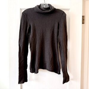 INHABIT | Brown Cashmere Blend Turtleneck Sweater S